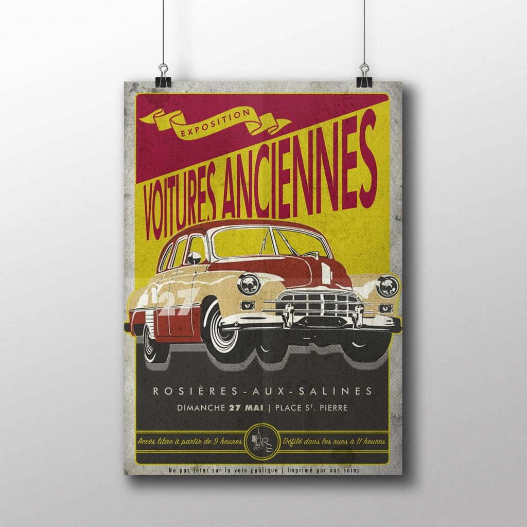 Affiche de mairie voitures anciennes