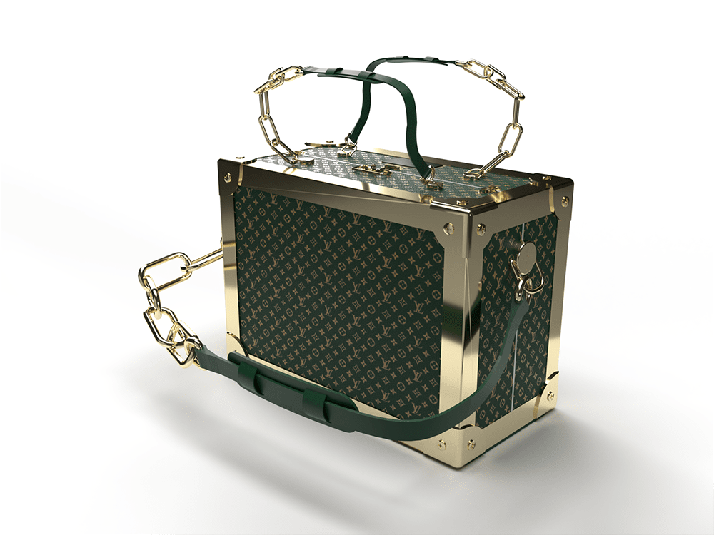 Mockup de bagage Louis Vuitton vert