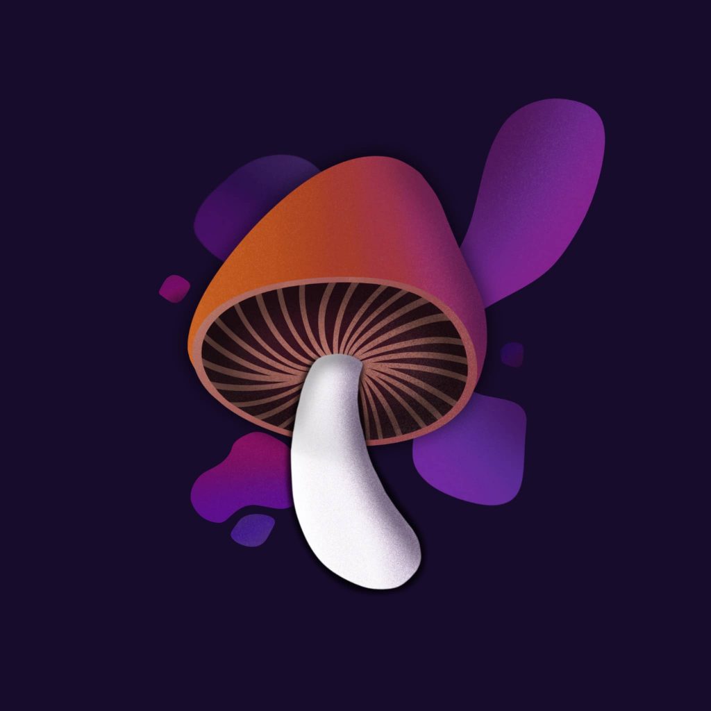 Illustration Procreate d'un champignon sous forme organique