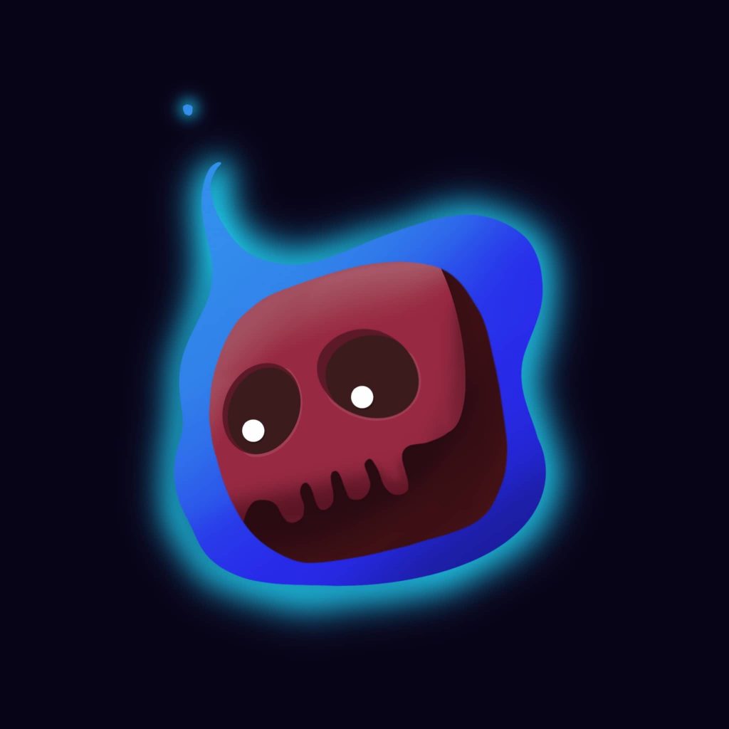 Illustration Procreate d'un crâne enflammé