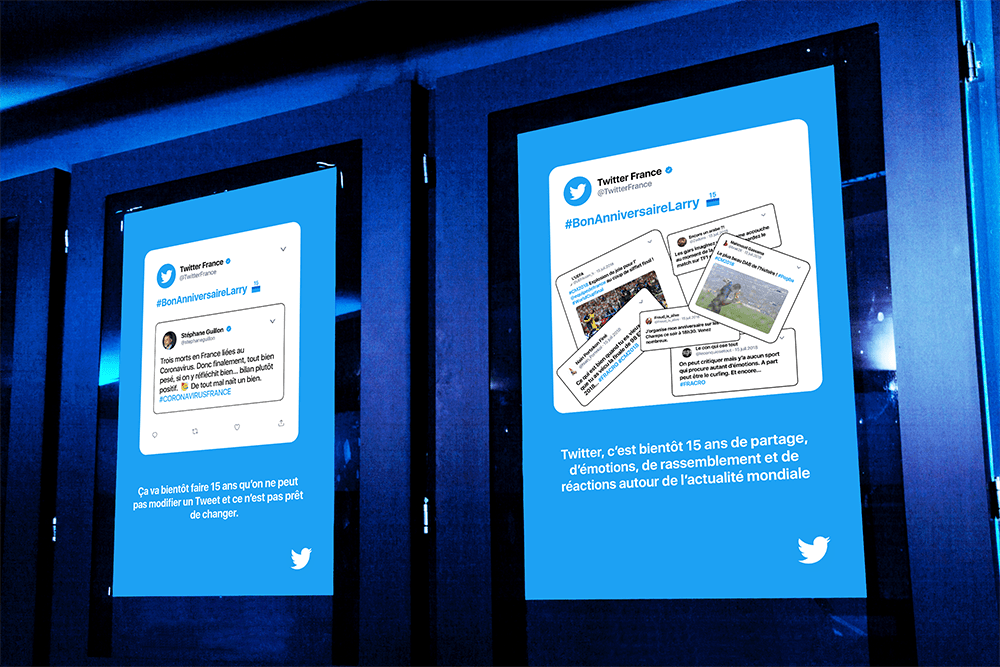 Affichage abris-bus de post Twitter